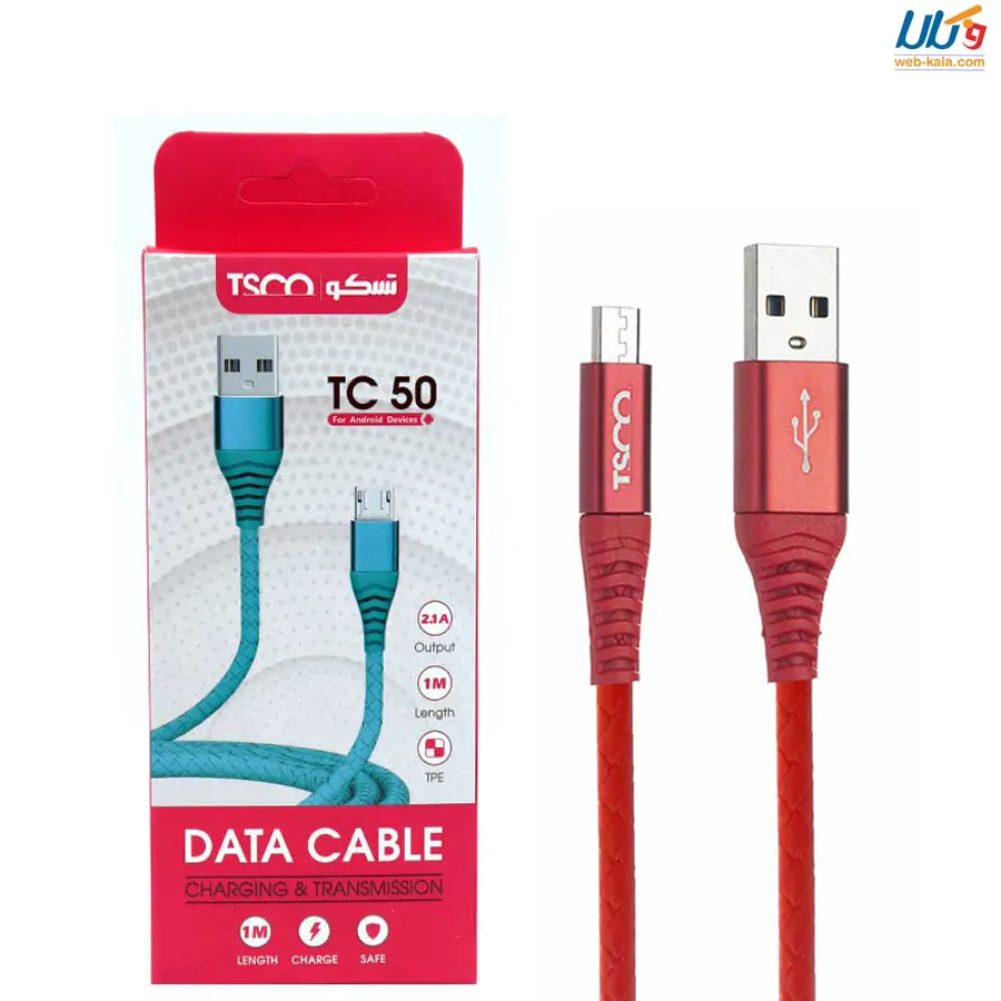 کابل تبدیل USB به microUSB تسکو مدل TC 50